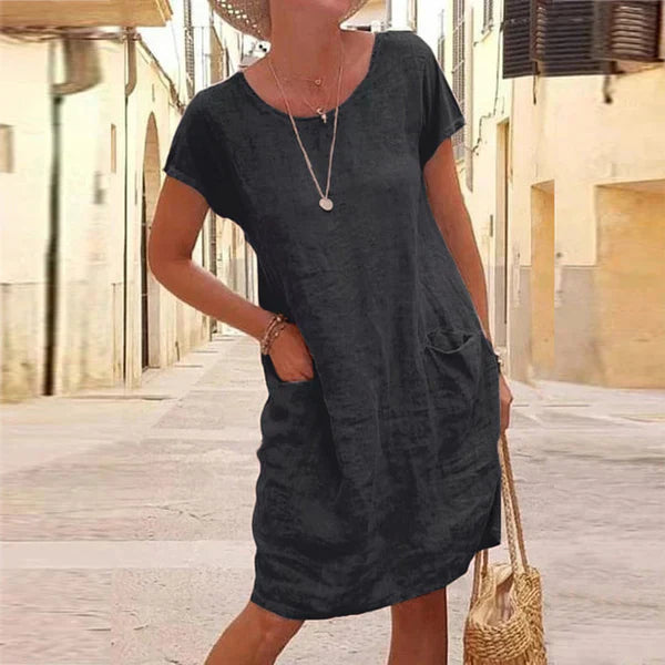 Elsie | Lässiges, Bequemes Kleid mit Rundhalsausschnitt und langen Ärmeln