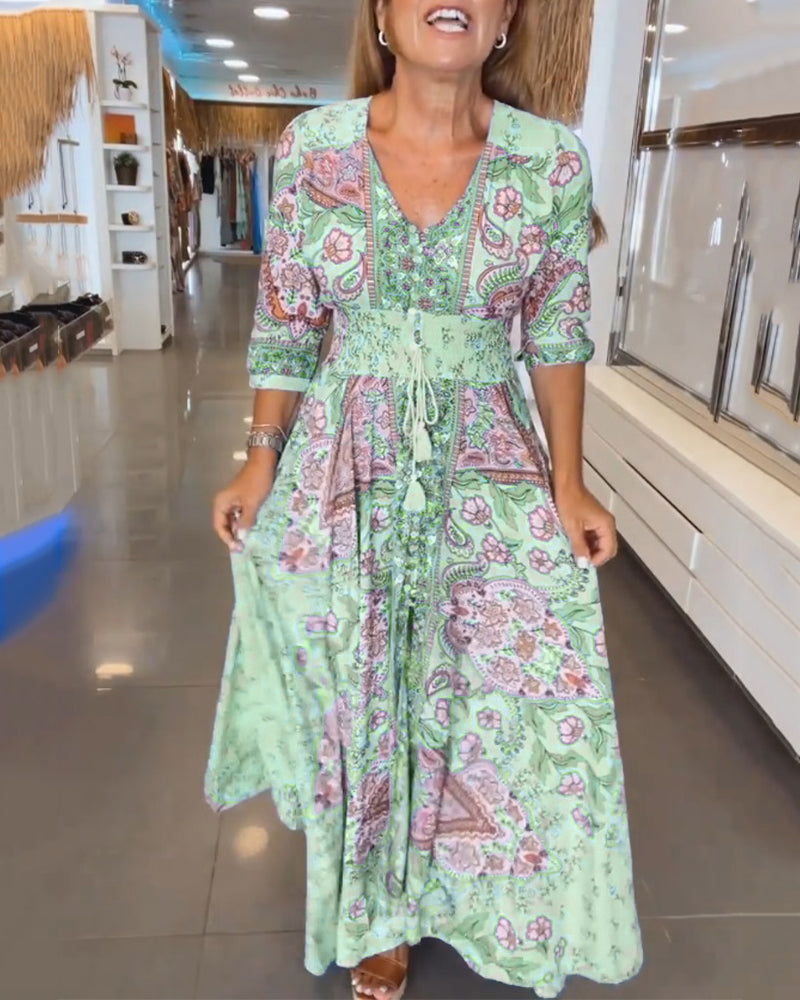 Ruth | Elegantes Ferien V-Ausschnitt Maxikleid für Damen
