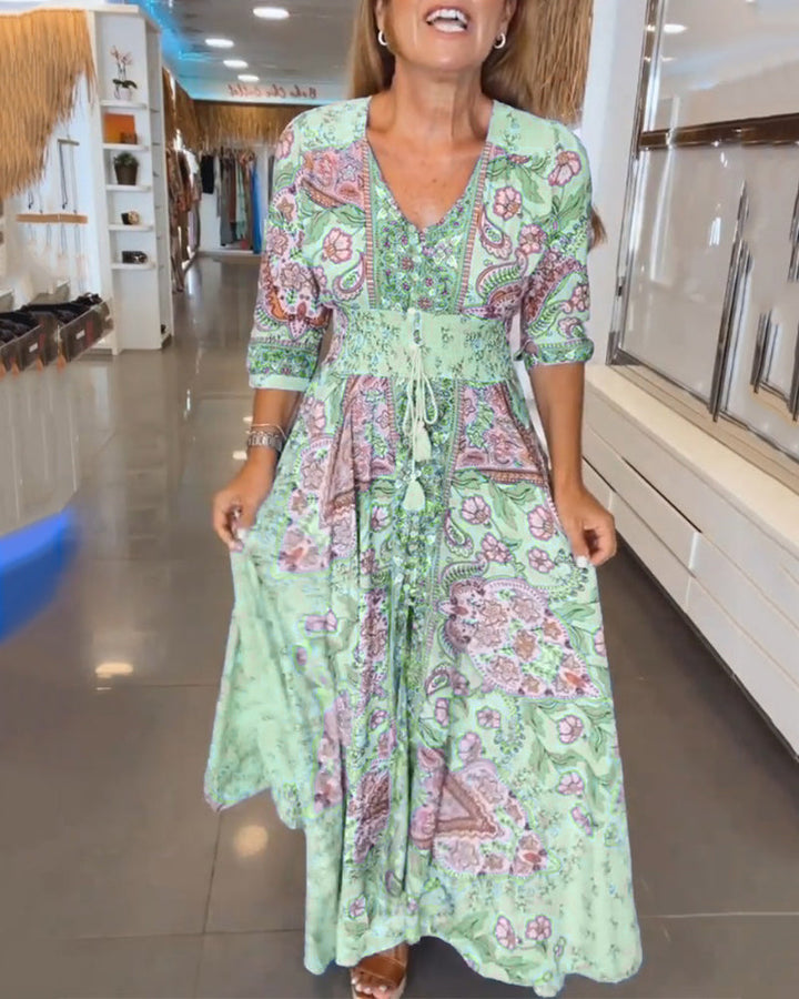 Ruth | Elegantes Ferien V-Ausschnitt Maxikleid für Damen