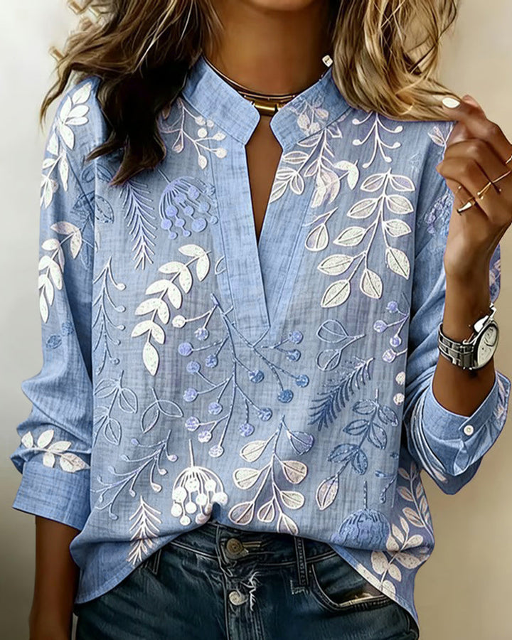 Eleni | Bluse für Damen mit hohem Hals und floralem Druck