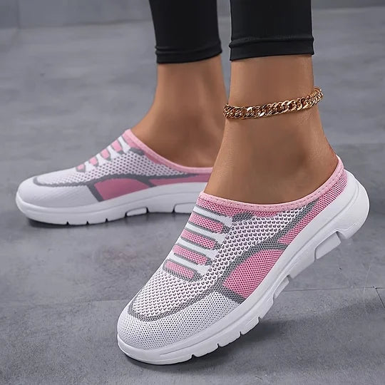 Schicke und atmungsaktive Damen Slip-On Mesh Sneakers mit flachem Absatz