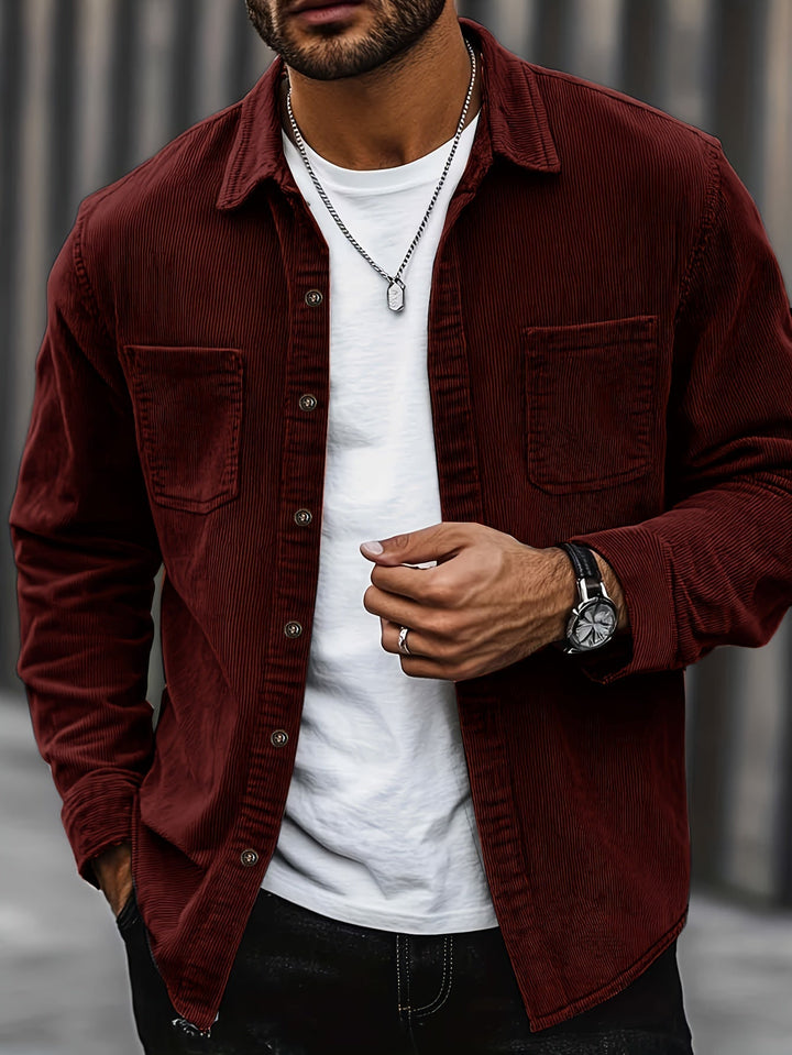 Lukas | Herren Langarm-Overshirt mit Knöpfen und Taschen