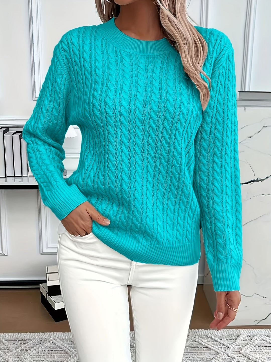 Nadia | Lässiger Strickpullover für Damen mit Rundhalsausschnitt und langen Ärmeln