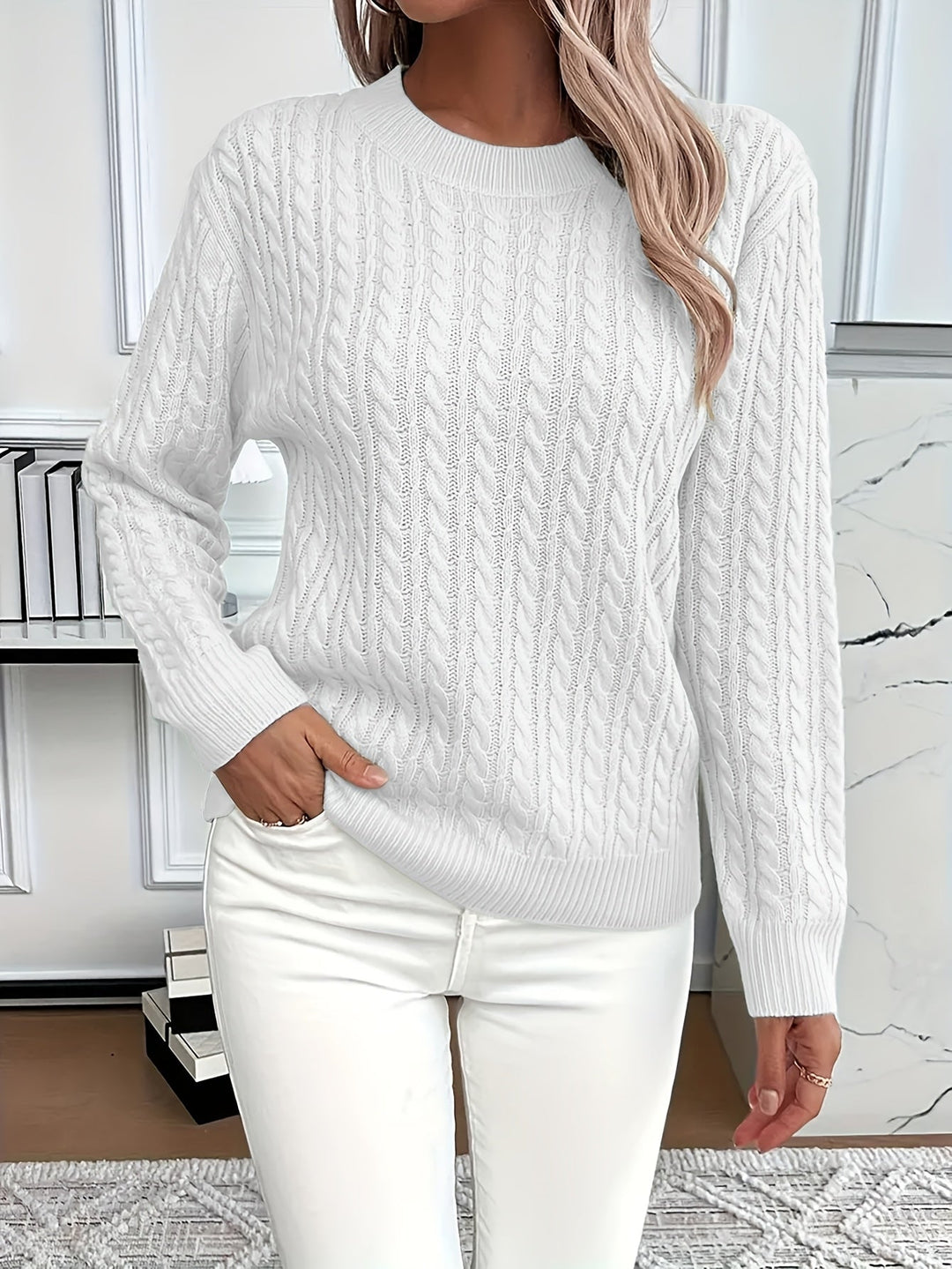 Nadia | Lässiger Strickpullover für Damen mit Rundhalsausschnitt und langen Ärmeln