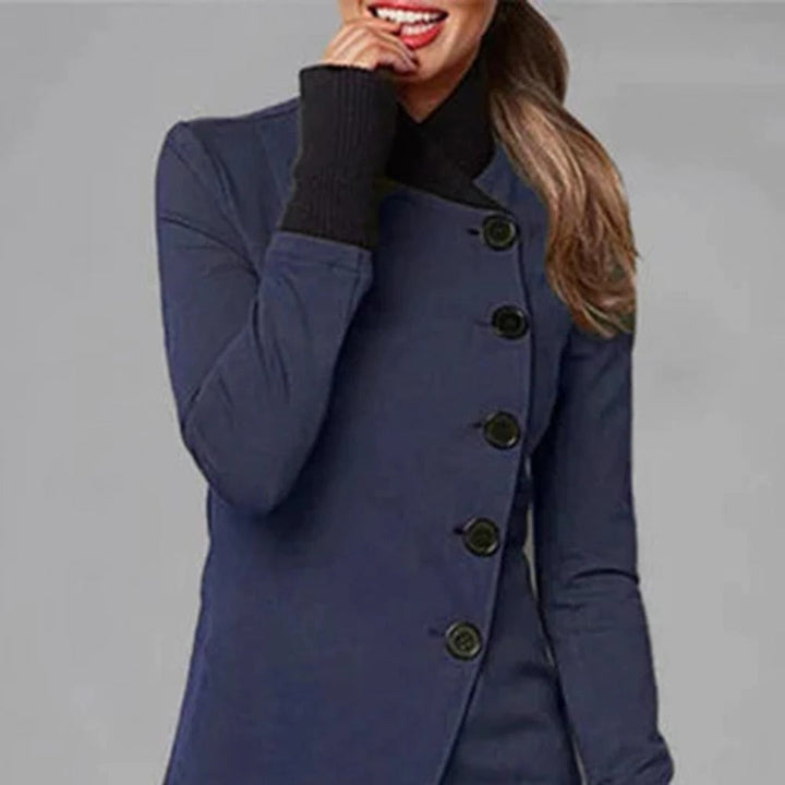 Damen-Jacke mit Stehkragen, langen Ärmeln und Knöpfen