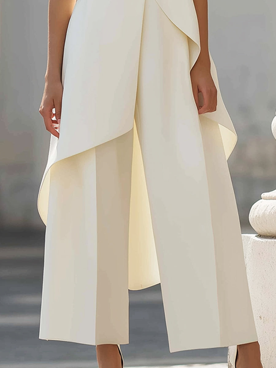 Hannah | Damen Stehkragen-Top und Weite-Hose-Set