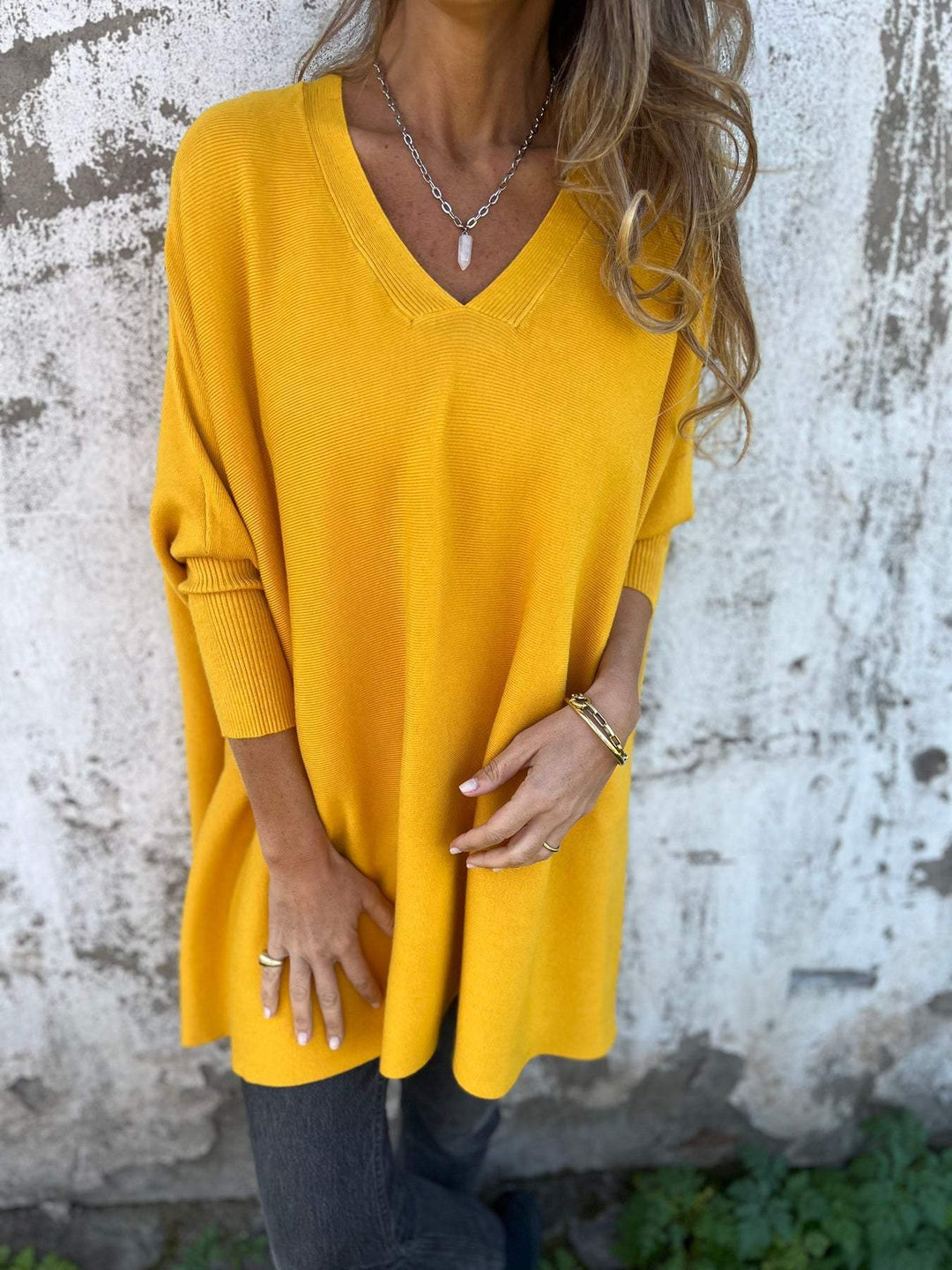Hannah | V-Ausschnitt Pullover für Damen mit 3/4-Ärmeln und langen Ärmeln