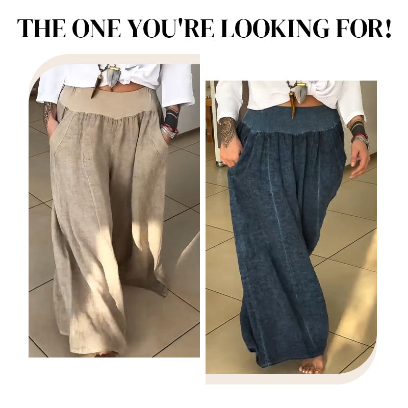 Lucy | Elastische Weite-Hosen für Damen mit Taschen und hohem Bund