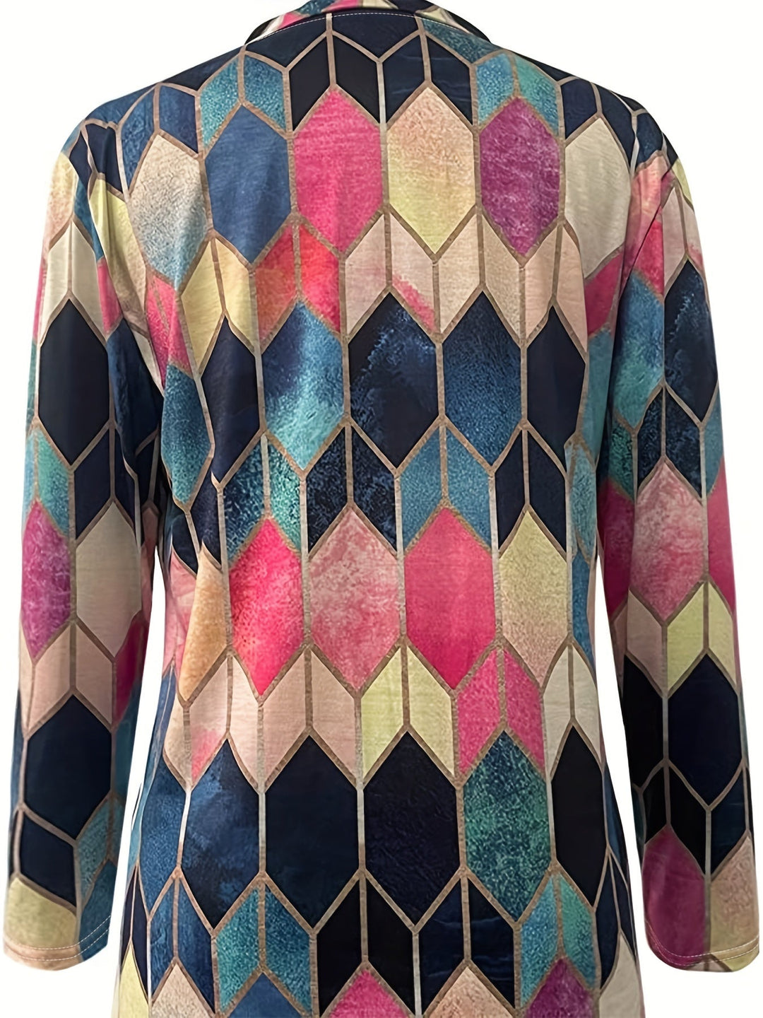 Bianca | Buntes Geometrisches Zip-Up Shirt für Damen mit V-Ausschnitt