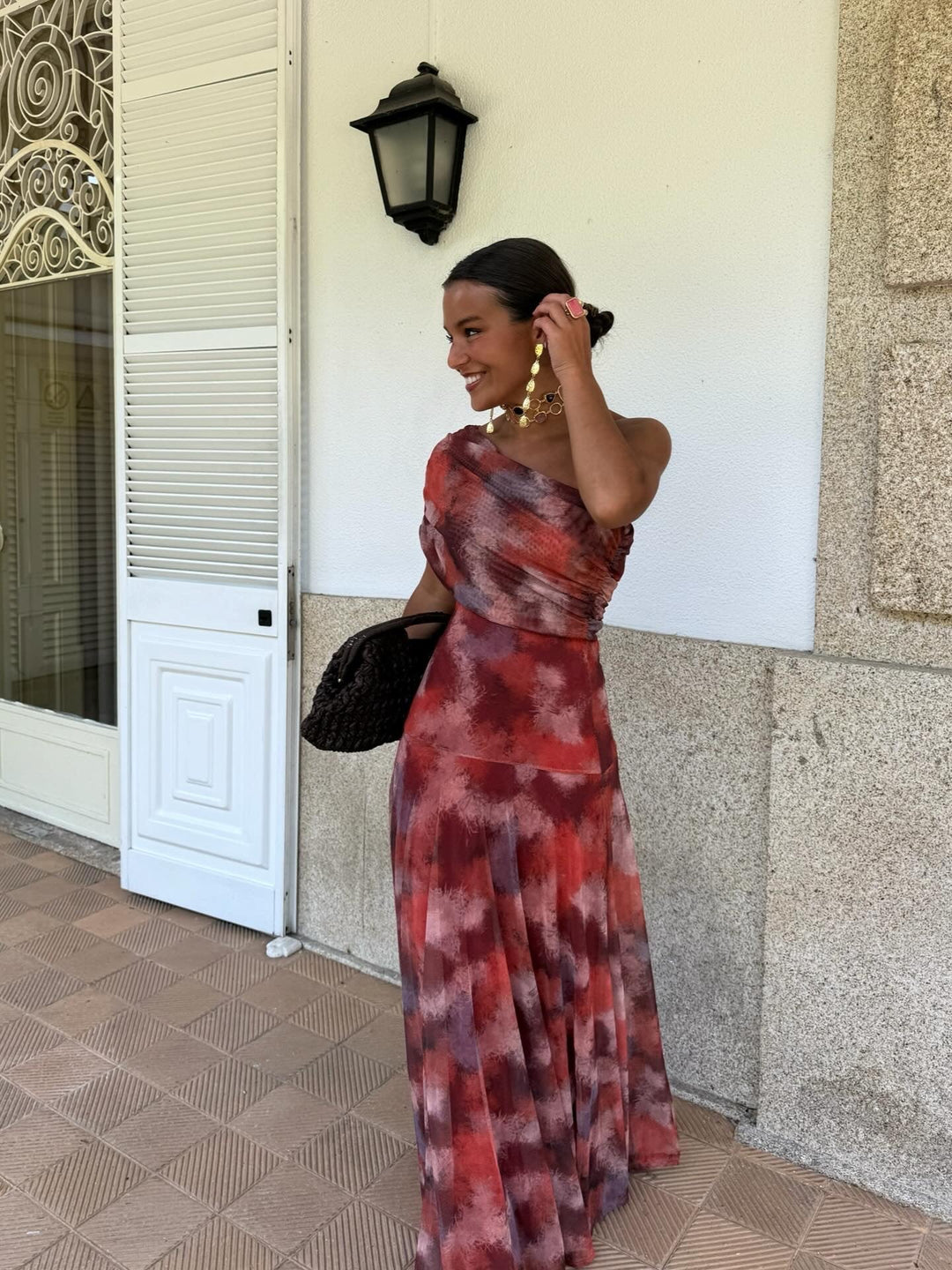 Damen Maxikleid mit Einschulterträger