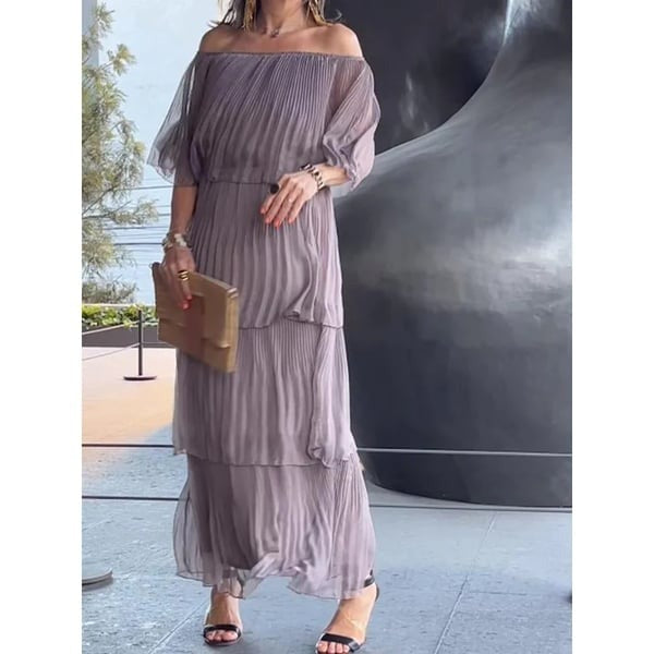 Mabeline | Geschichtetes Breeze Maxikleid für Damen mit kurzen Ärmeln