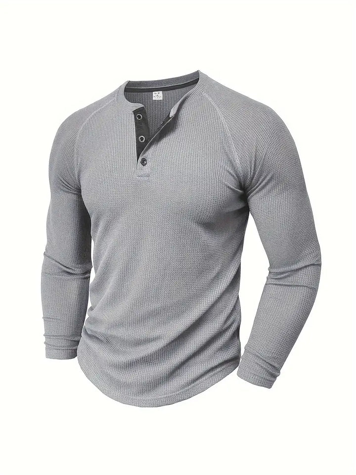 Chad | Herren Henley-Shirt mit Rundhalsausschnitt und langen Ärmeln
