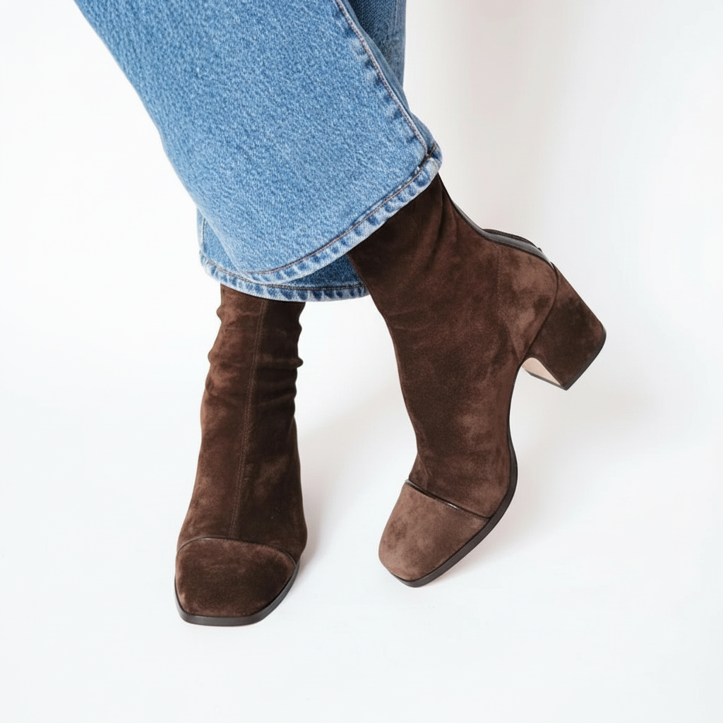 Lily | Stilvolle Wildleder-Ankle Boots Stiefel für Damen mit Quadratzehen