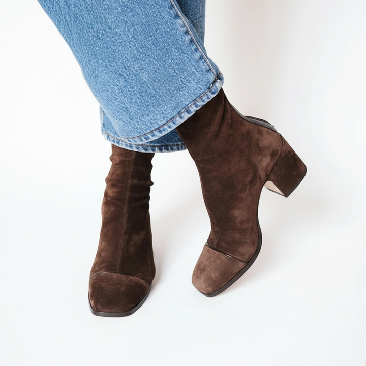 Lily | Stilvolle Wildleder-Ankle Boots Stiefel für Damen mit Quadratzehen