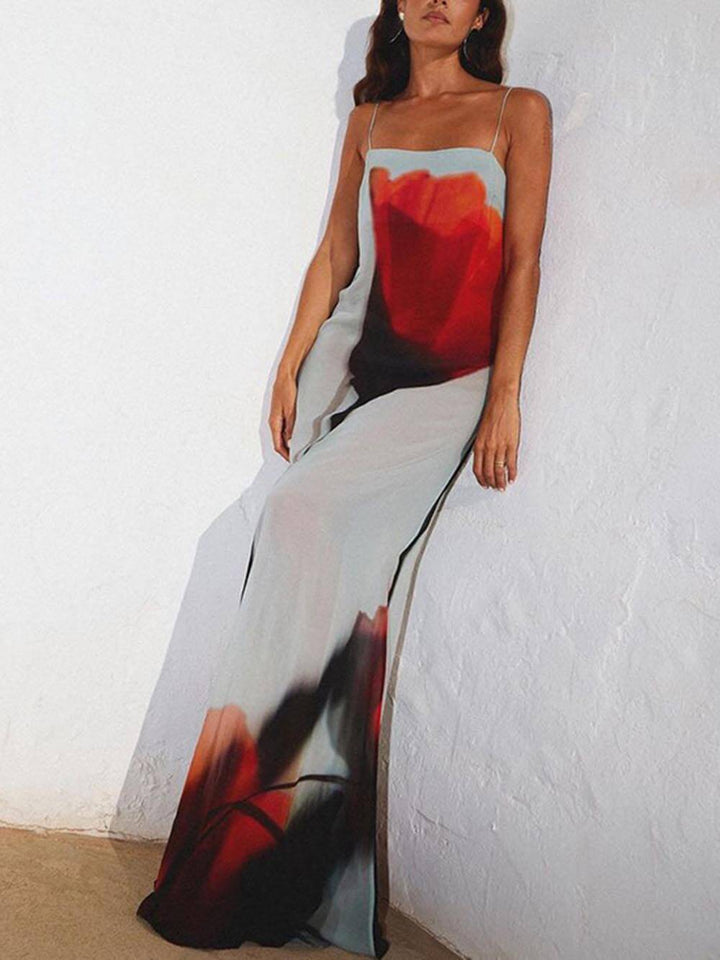 Abstrakter Tulpen-Druck H-Linie Maxi-Kleid | Ideal für Ihren nächsten Kurzurlaub für Damen