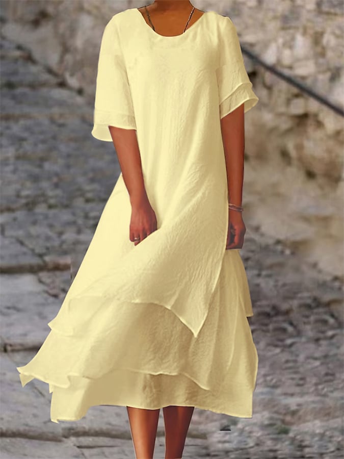 Hermine | Elegantes Schichtenkleid für Damen mit Rundhalsausschnitt
