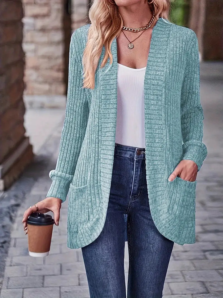 Neva | Eleganter Rippstrick-Cardigan für Damen mit langen Ärmeln