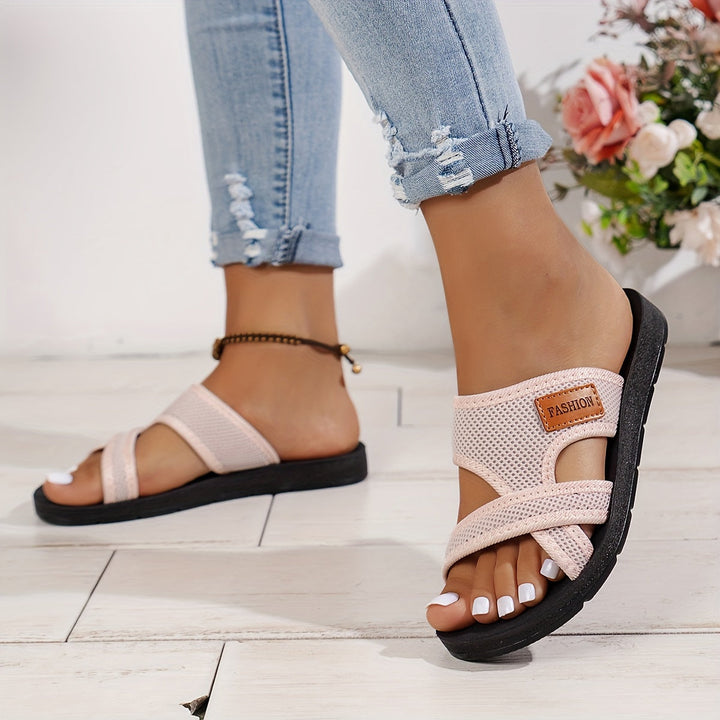 Gaia | Atmungsaktive Mesh-Slidesandalen für Damen mit flachem Absatz