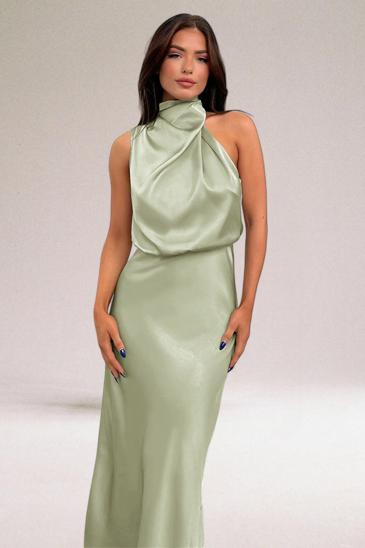 Flavia | Elegantes Halterkleid für Damen mit Wasserfallausschnitt