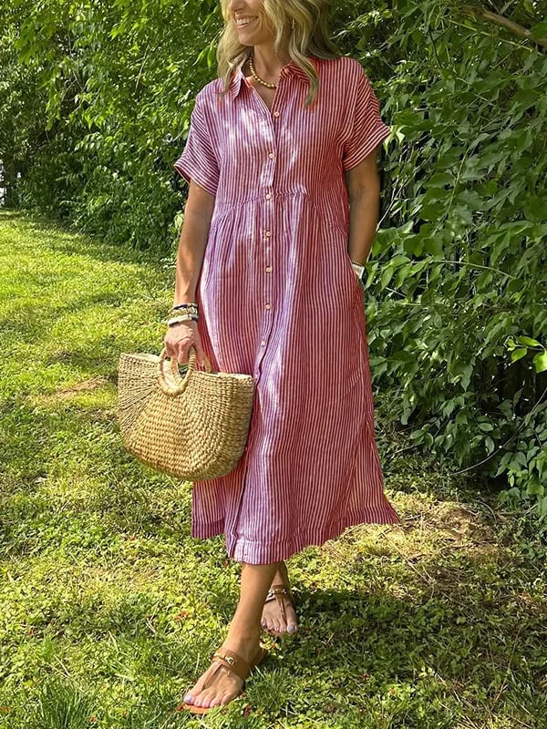 Gwen | Gestreiftes Hemdkleid für Damen mit Streifen und langen Ärmeln