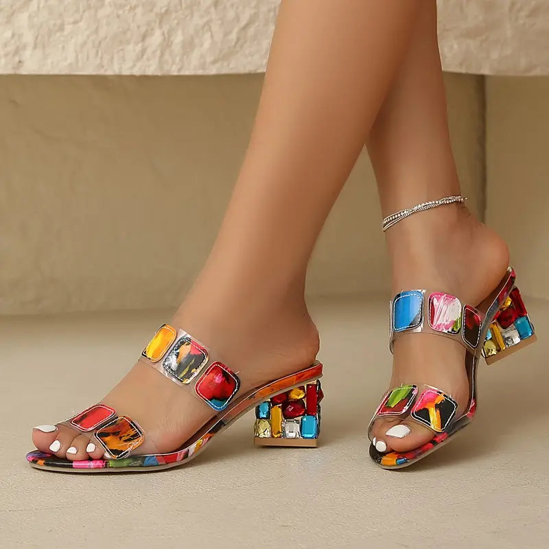 Chiara | Bunte Sandalen mit Doppelriemen