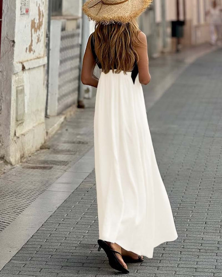 Olive | Maxikleid für Damen mit Kreuzhals