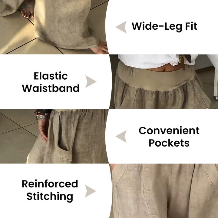 Lucy | Elastische Weite-Hosen für Damen mit Taschen und hohem Bund
