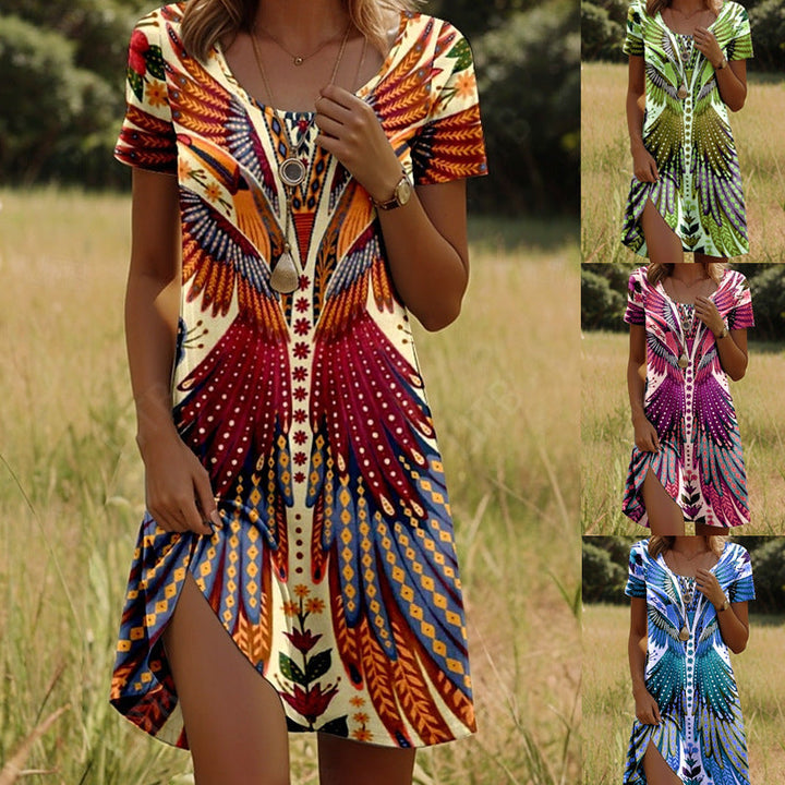 Mabel | Trendiges Ethnisch Bedrucktes Sommerkleid für Damen