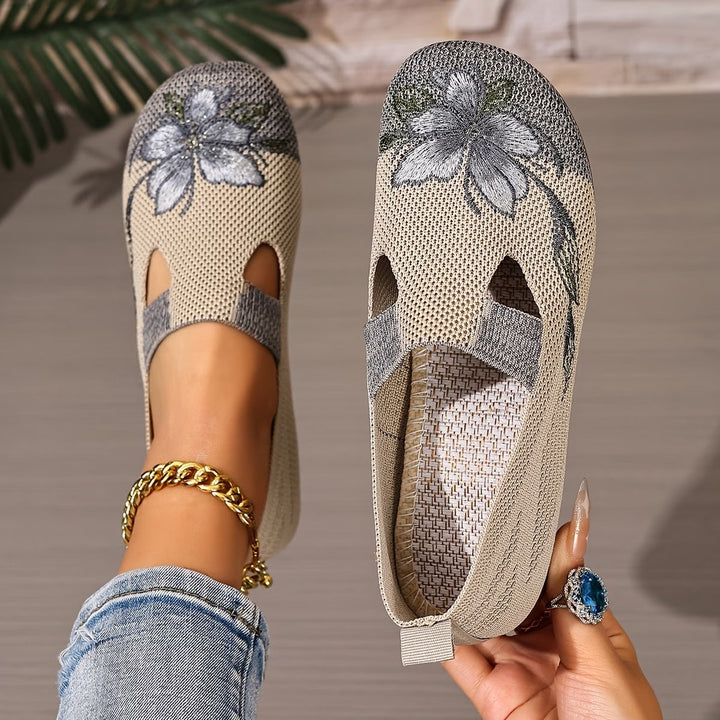 Schicke bestickte atmungsaktive Damenschuhe für Damen mit Blumenmuster