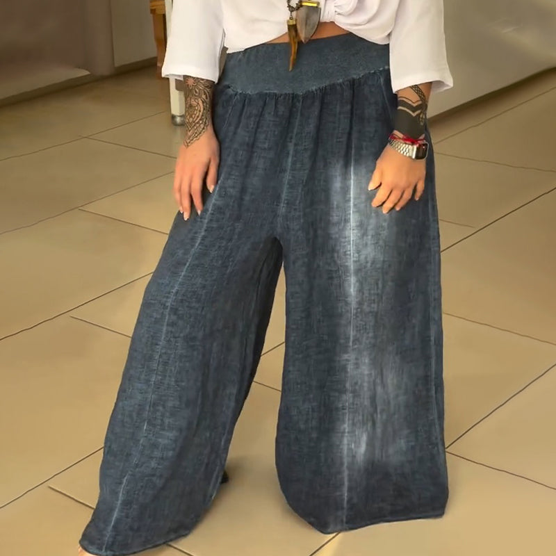 Lucy | Elastische Weite-Hosen für Damen mit Taschen und hohem Bund