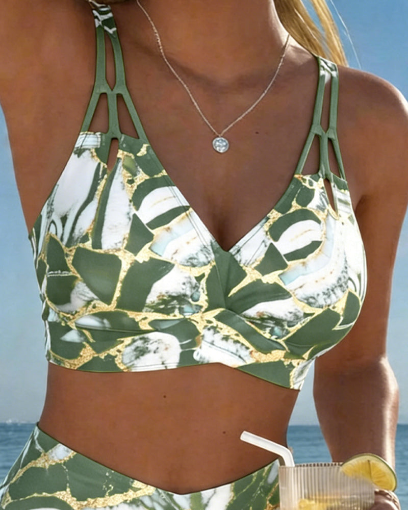 Luna | Damen V-Ausschnitt Strap Bikini mit Bindung