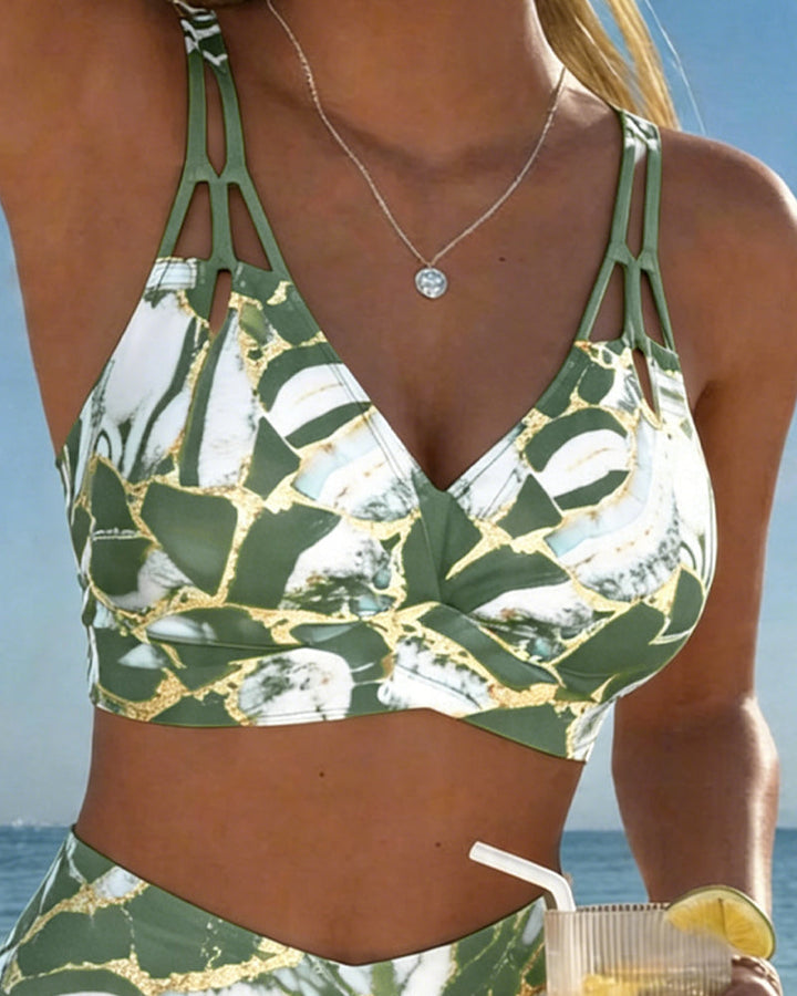 Luna | Damen V-Ausschnitt Strap Bikini mit Bindung