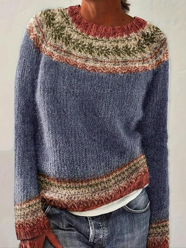 Susan | Schicker Ethno-Pullover Strickmode für Damen mit Rundhalsausschnitt