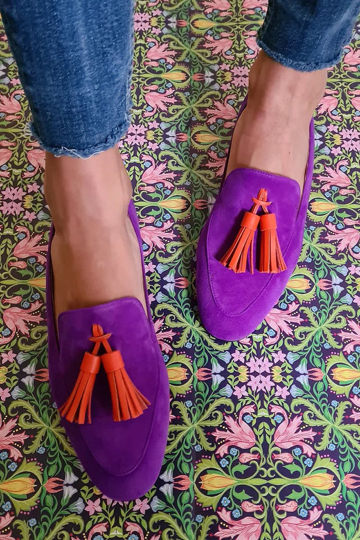 Lila Loafers für Damen mit Quasten