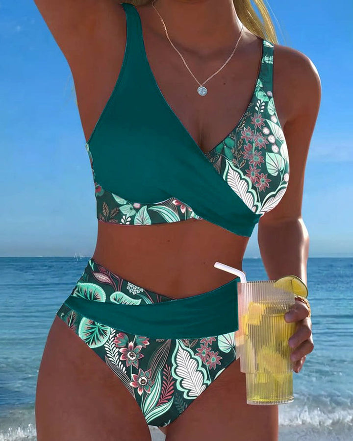 Fiorella | Damen geblümter Bikini mit V-Ausschnitt