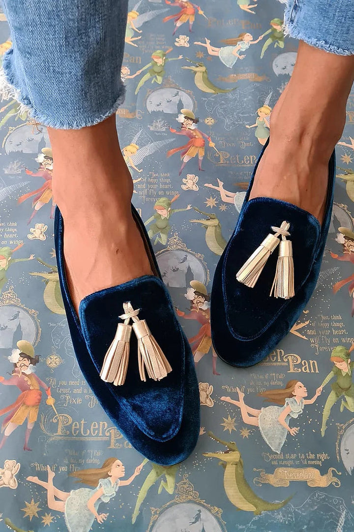 Mitternacht Eleganz Loafers für Herren mit Champagner Quasten