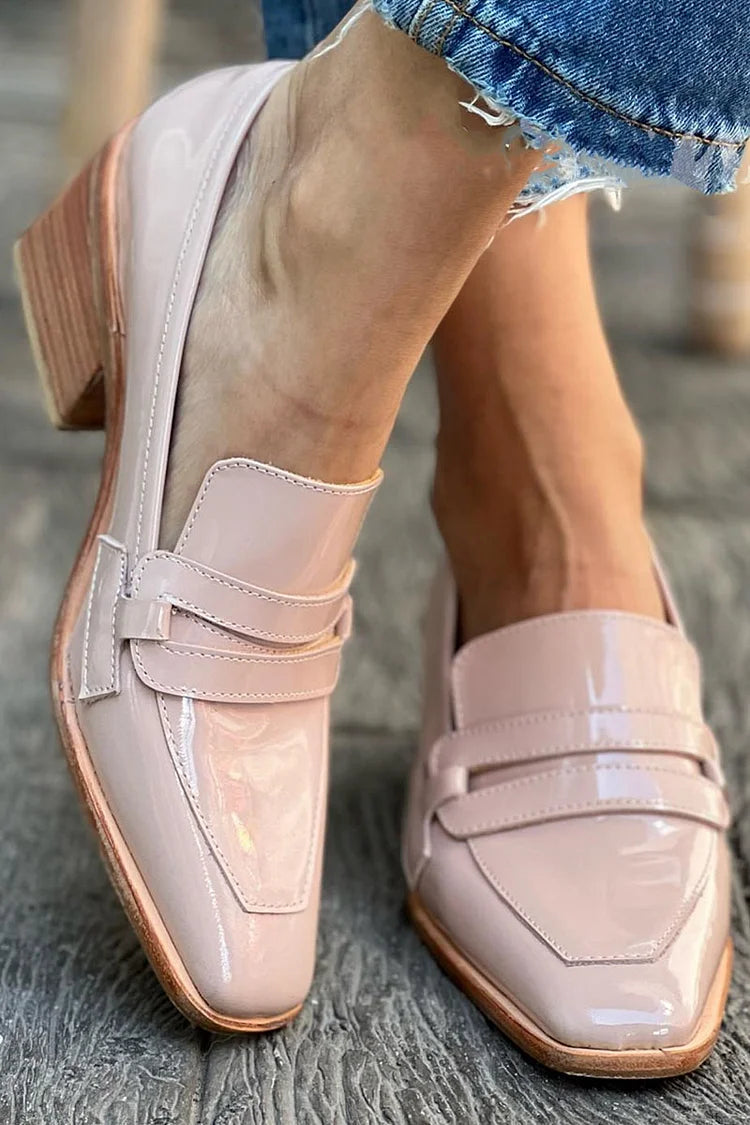 Moccasins für Damen mit Breitem, Glänzendem Absatz