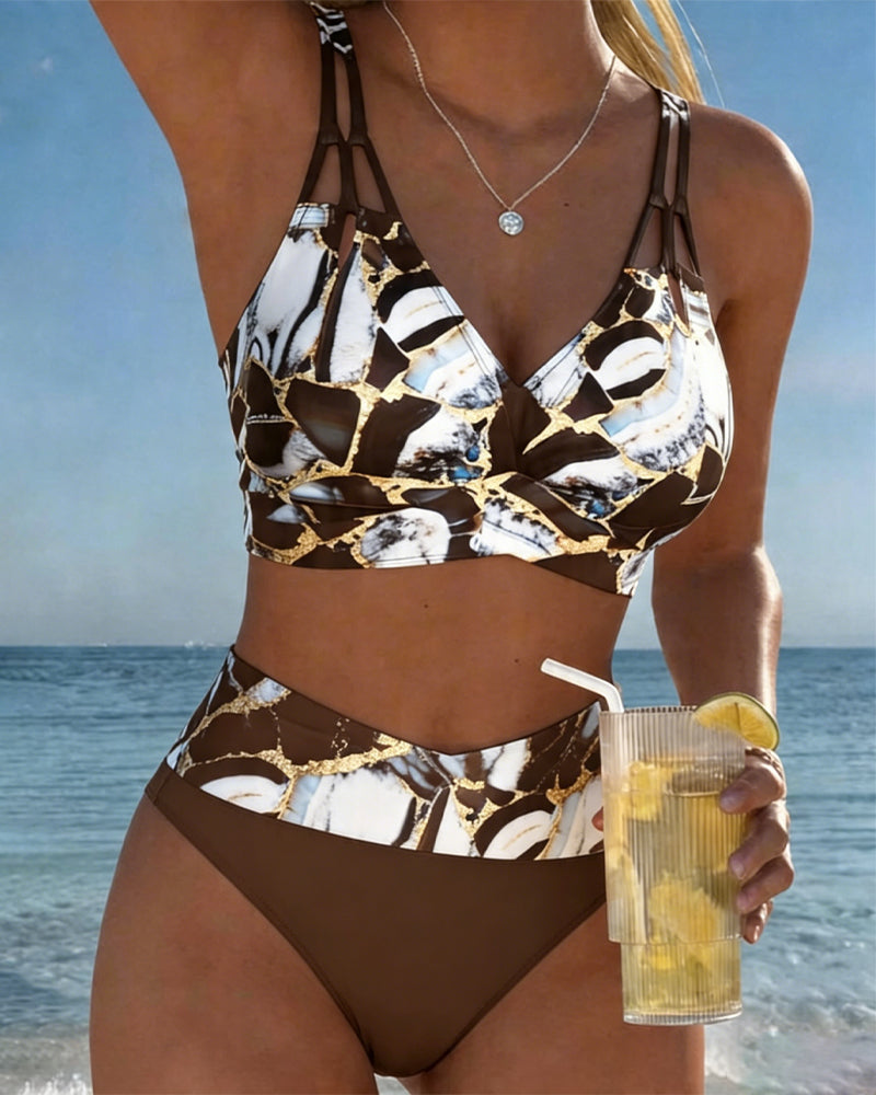 Luna | Damen V-Ausschnitt Strap Bikini mit Bindung