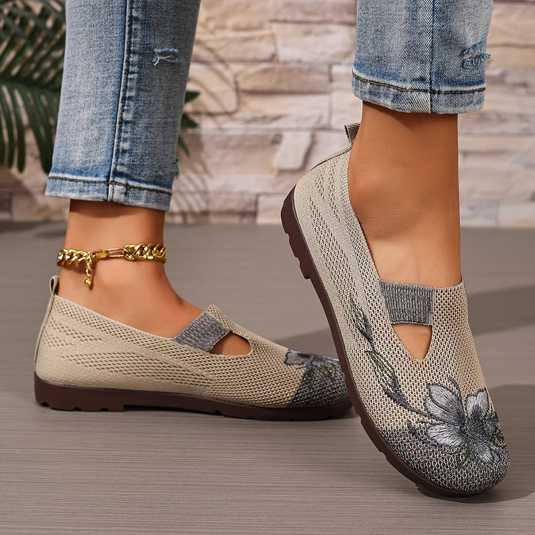 Schicke bestickte atmungsaktive Damenschuhe für Damen mit Blumenmuster