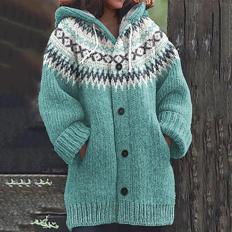 Ella | Strickjacke aus e für Damen mit Rundhalsausschnitt und langen Ärmeln