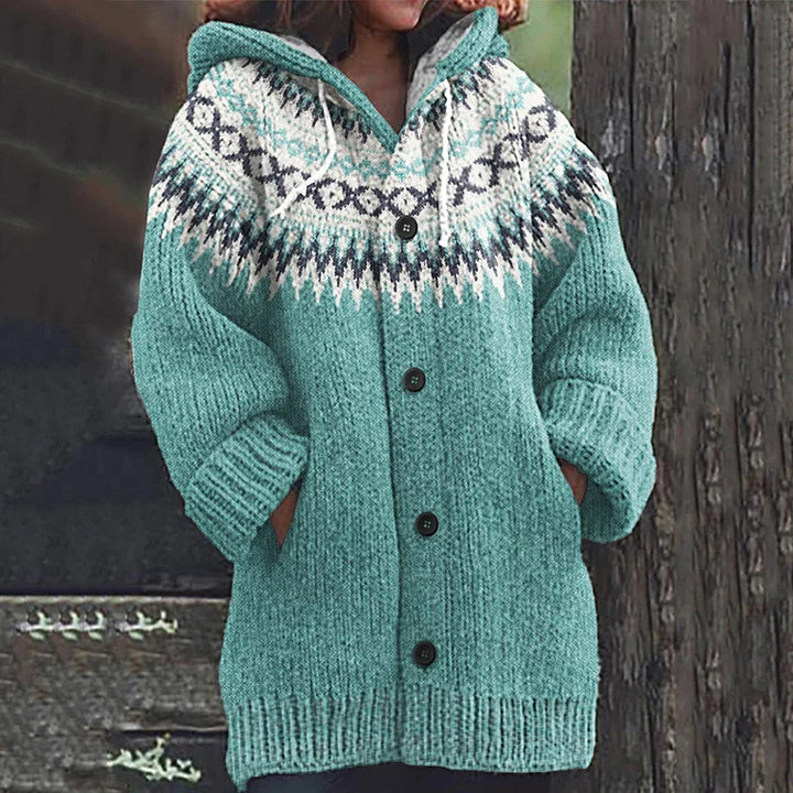Ella | Strickjacke aus e für Damen mit Rundhalsausschnitt und langen Ärmeln