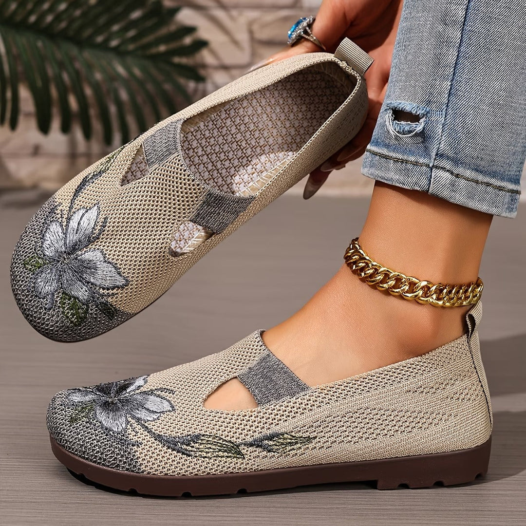 Schicke bestickte atmungsaktive Damenschuhe für Damen mit Blumenmuster