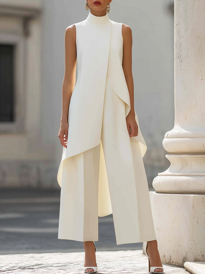 Hannah | Damen Stehkragen-Top und Weite-Hose-Set