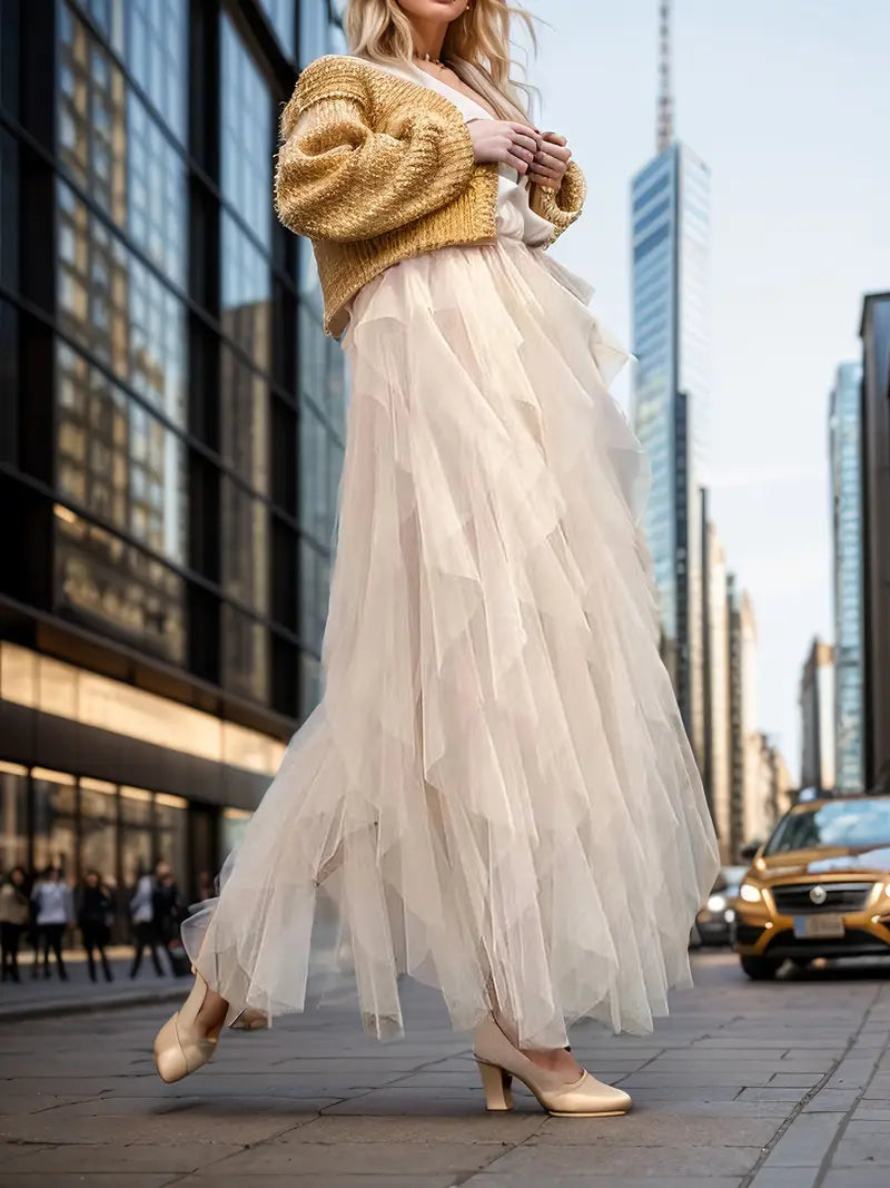 Cecil | Stilvoller Mesh-Layered Tutu-Rock für Damen