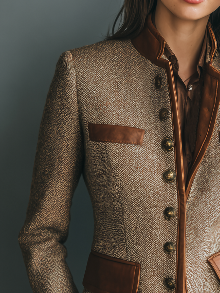 Verena | Vintage-Jacke für Damen mit Zierbesatz und Taschen