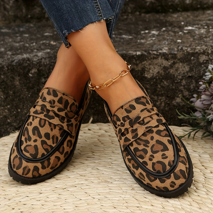 Maggie | Leopard-Print Slipper für Damen mit flachem Absatz