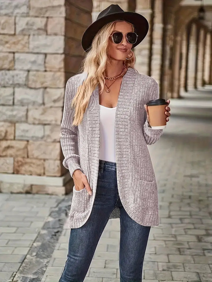 Neva | Eleganter Rippstrick-Cardigan für Damen mit langen Ärmeln