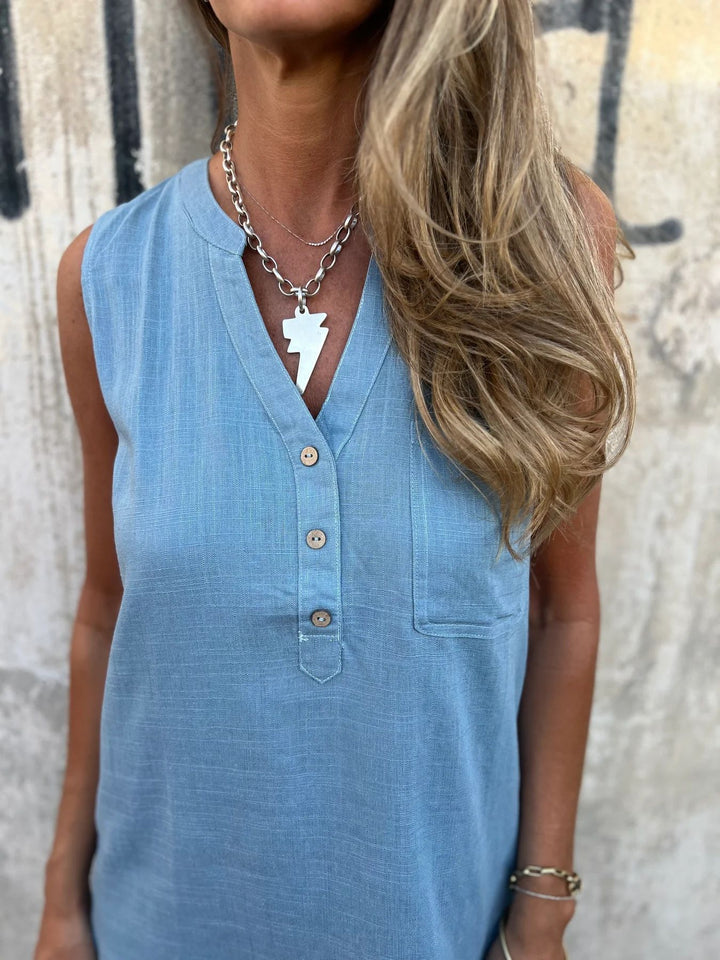 Macy | Bequemes und Sommerkleid für Damen mit V-Ausschnitt und kurzen Ärmeln