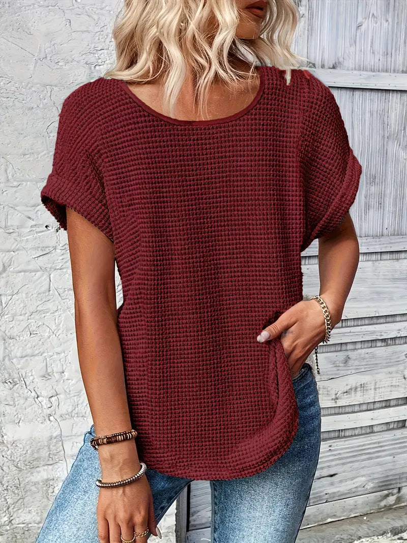 Oliv | Bequemes Rundhals-T-Shirt mit Rundhalsausschnitt