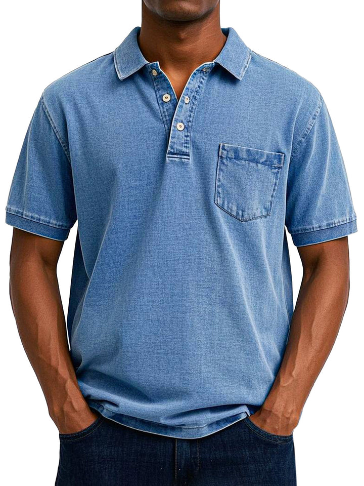 Max | Vintage Casual Polo Shirt für Herren mit kurzen Ärmeln und langen Ärmeln